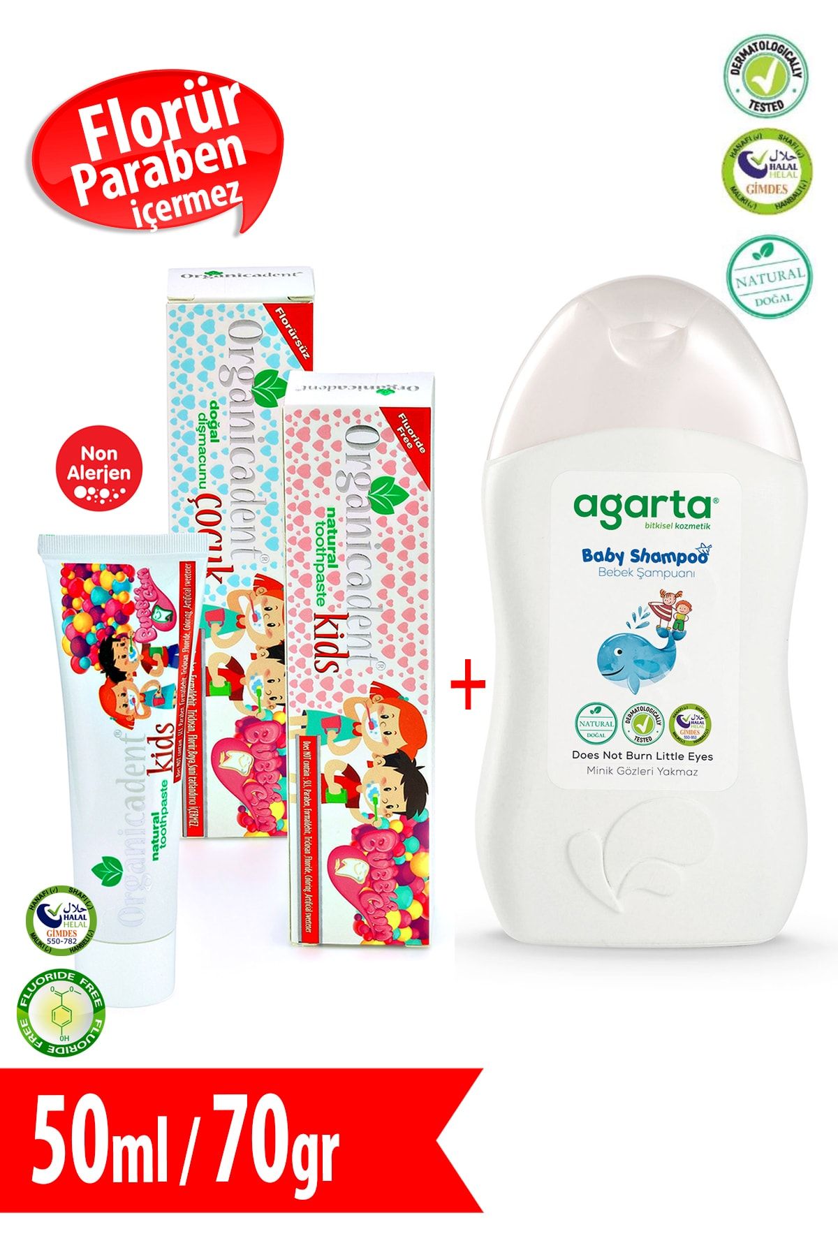 organicadent florursuz 50ml dogal cocuk dis macunu agarta dogal bebek sampuani hediye fiyati yorumlari trendyol