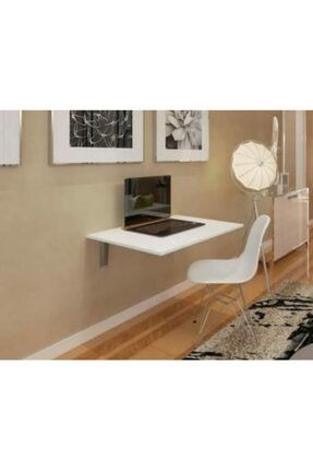 42x65 cm Beyaz Mermer Renk Duvara Monte Katlanır Masa , Çalışma Masası, Mutfak Masası MS104