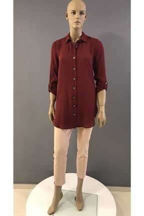 Kadın Bordo Düğmeli Tunik Gömlek n-value 60162
