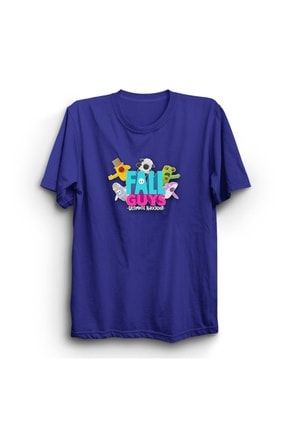 Unisex Mavi Fall Guys Oyun Game T-Shirt TTS6579013