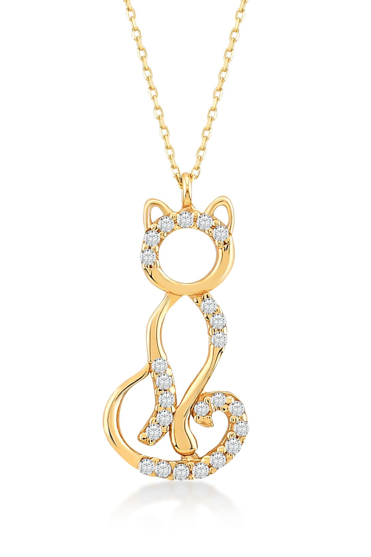 Gelin Pirlanta Diamond 14 Ayar Altin Kedi Kolye Trendyol