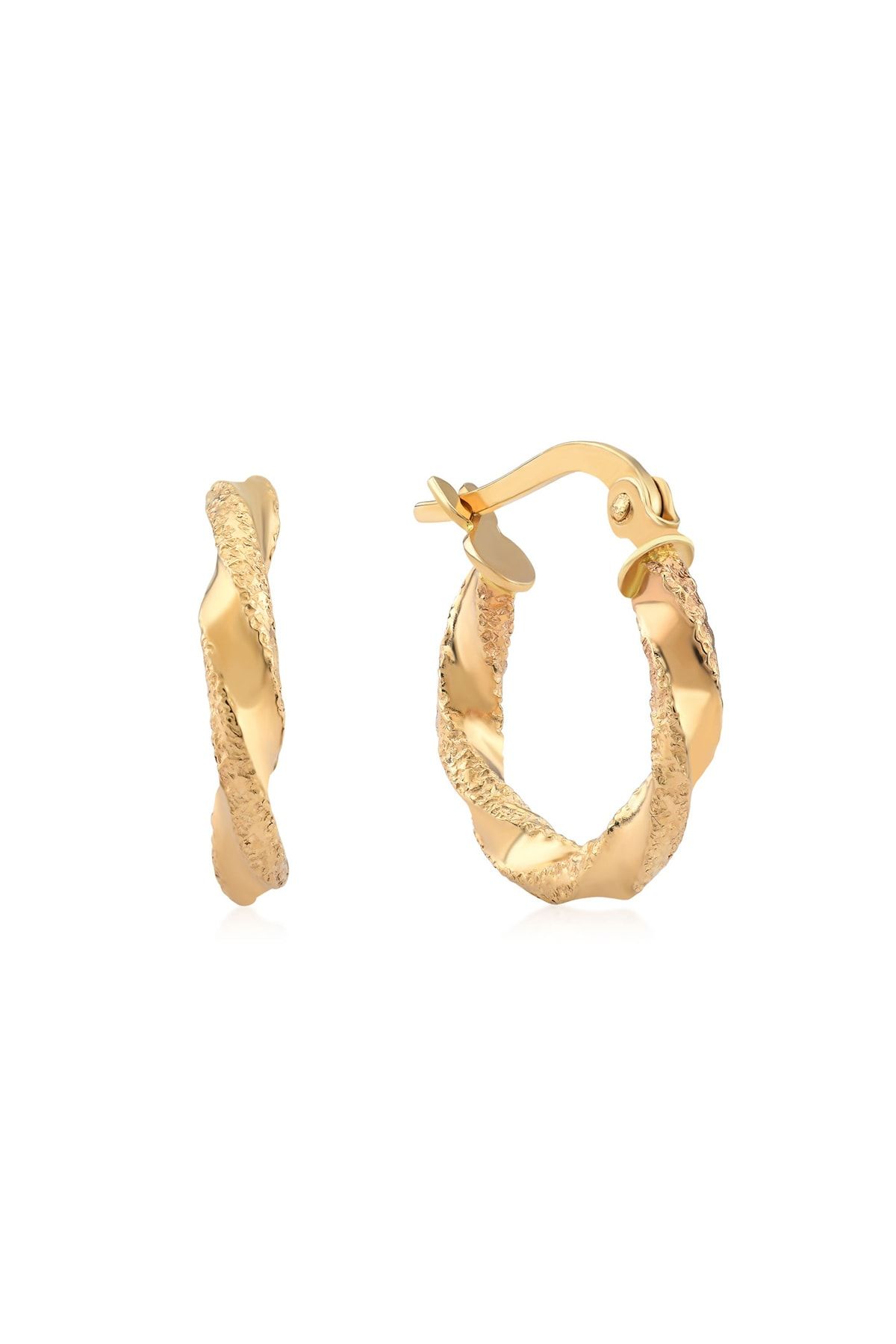 Gelin Pirlanta Kadin 14 Ayar Altin Halka Kupe 1 8 Cm Gln300058 Trendyol