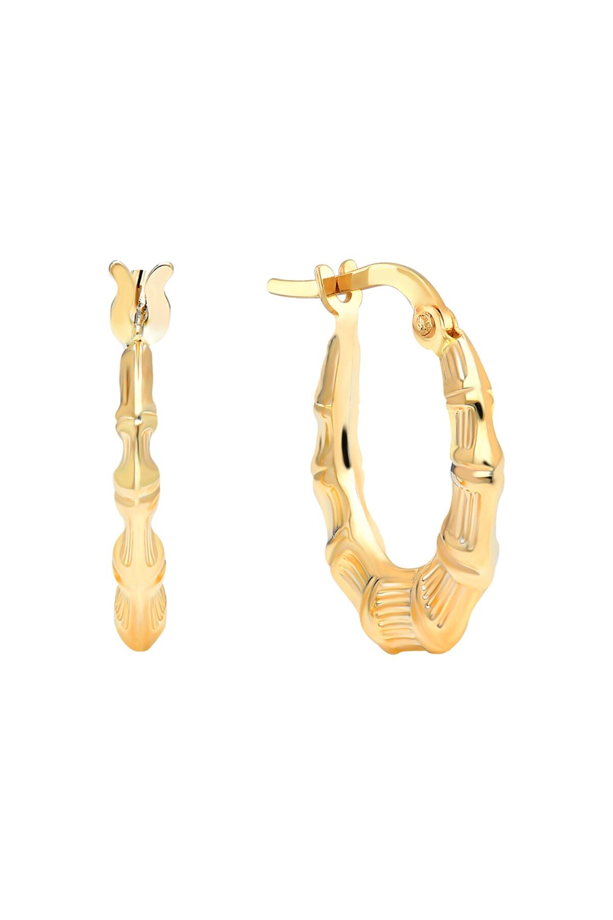 Gelin Pirlanta Kadin 14 Ayar Altin Halka Kupe 1 5 Cm Gln300052 Trendyol
