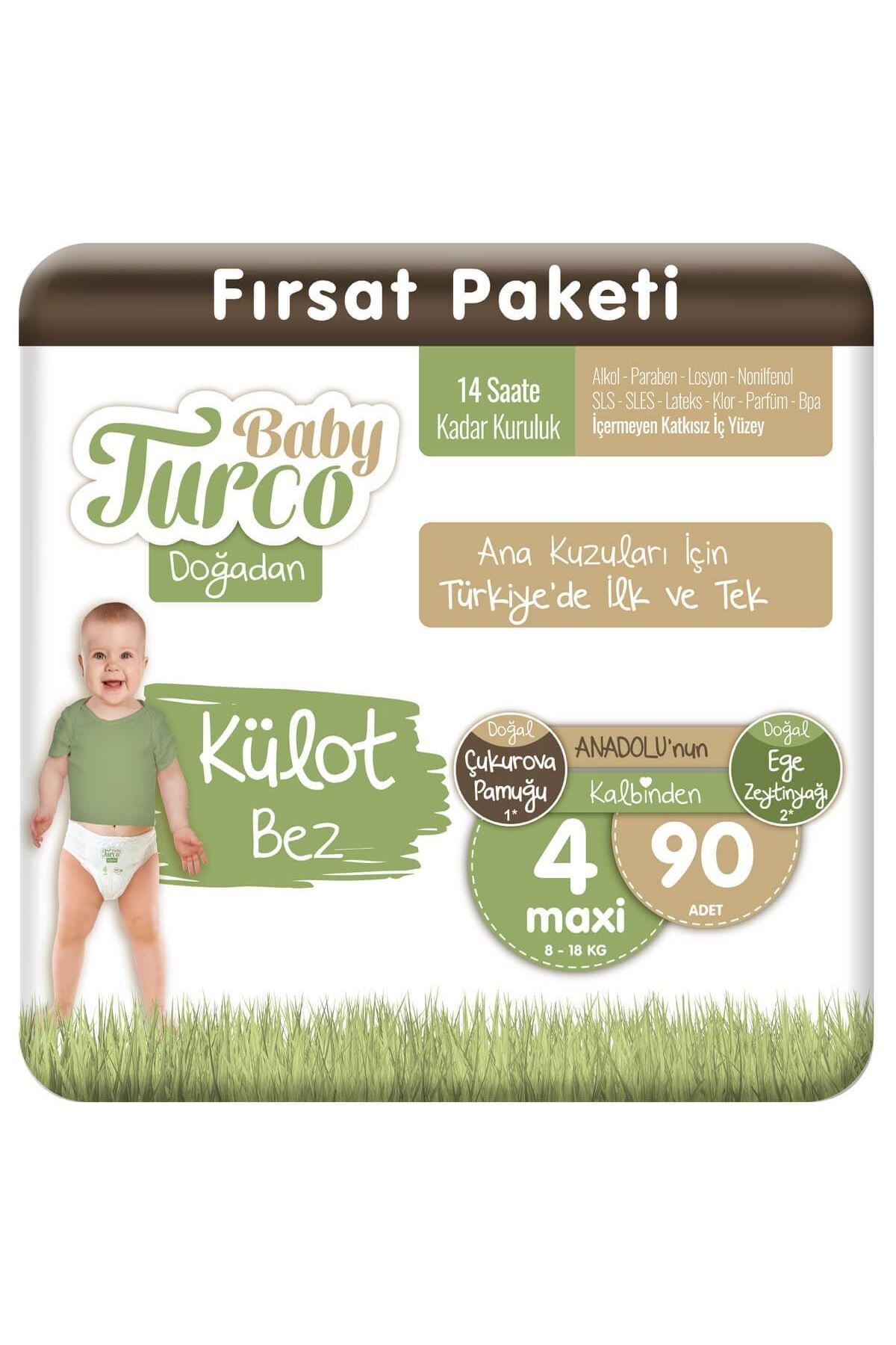 Baby Turco Doğadan Külot Bez 4 Numara Maxi 90 Adet