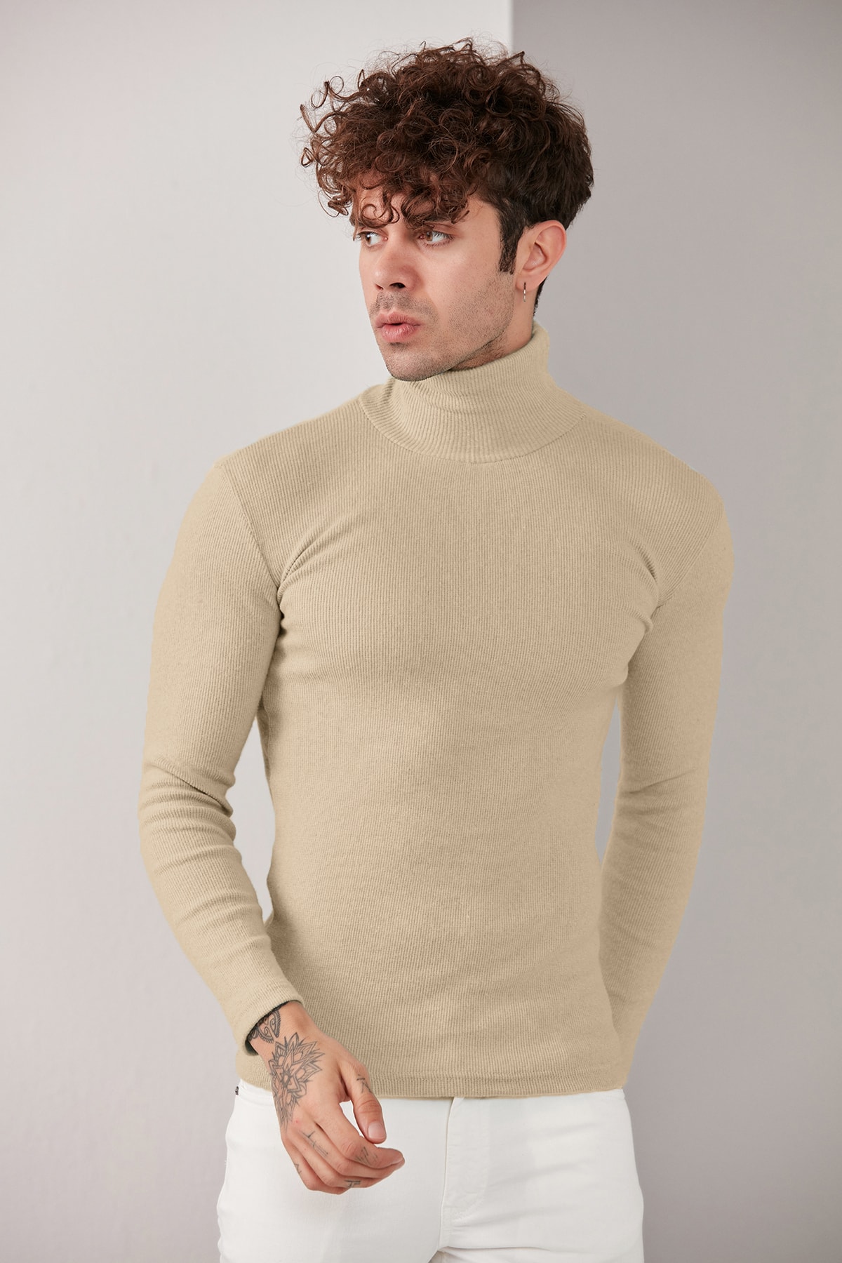 Men's Lycra Turtleneck Knitwear Sweater