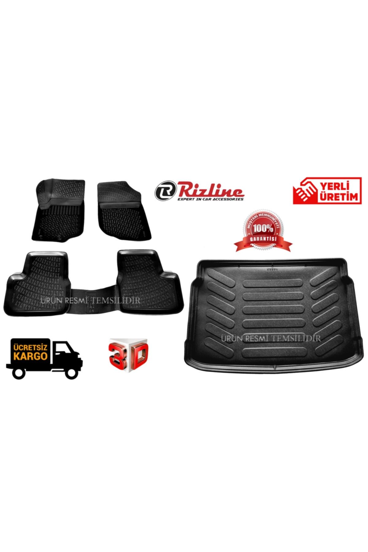 Rizline Hyundai Elentra 3d Oto Paspas + Bagaj Havuzu Set 2016-2019 Arası