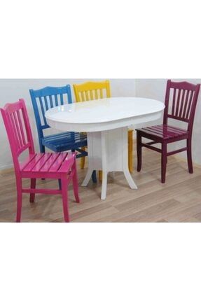 Masa Oval Baba Kutu Ayak Kayın Torna Çıtalı Sandalye 4parlak Renk Açılır Masa El Yapım? BengiOvalMasaÇıtalıSandalyeTakım