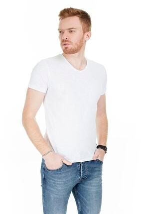 Erkek Beyaz Kısa Kol T-Shirt 4619 T-SHIRT