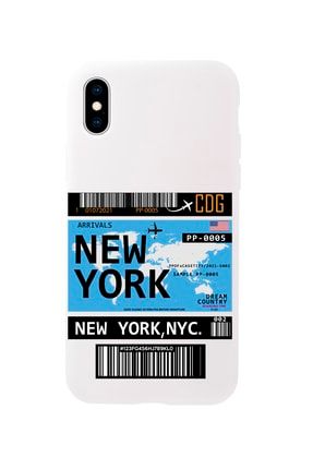 Iphone Xs Max New York Bilet Tasarımlı Beyaz Telefon Kılıfı MCIPXSMAXLNEWYK