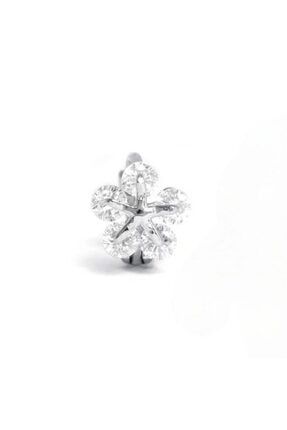925 Ayar Gümüş Iri Zirkon Taşlı Çiçek Mini Halka Piercing/küpe BYPRCSILHOOP37A