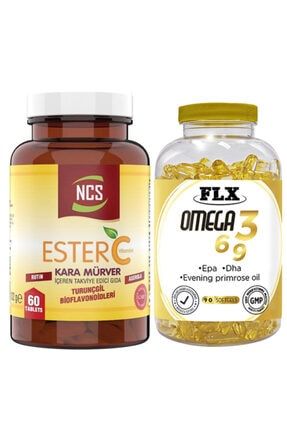 Ester C Vitamini 1000 Mg Kara Mürver 60 Tablet Vitamin C & Flx Omega 3-6-9 Balık Yağı 90 Softgel TAM_522756