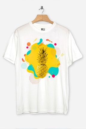 Ananas Enerjik Renkli Tasarım Pamuklu Unisex Tişört YAZ03