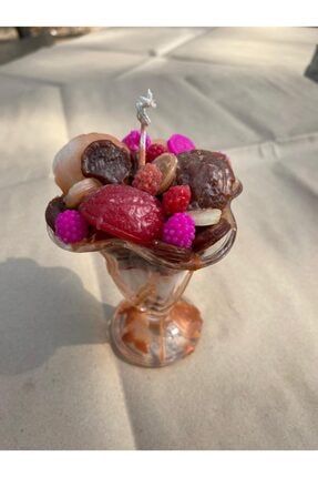 Özel Tasarım Dondurma Bardağında Meyveli Mum El Yapımı, Dekoratif Mum meyveliiMum