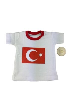 Türk Bayraklı Dekoratif Mini Tişört - Vantuzlu Araba Mini Tshirt - Dekoratif Türk Bayrak Tshirt 04910321654