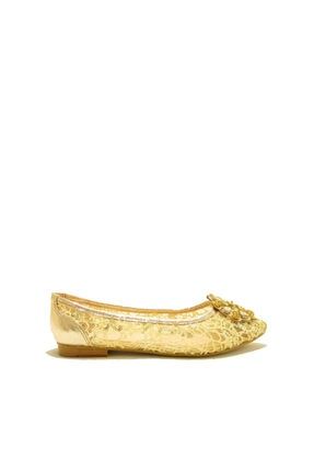 Msre1910 Gold Kadın Taşlı Transparan Abiyelik Günlük Babet Ayakkabı TYC00242836176