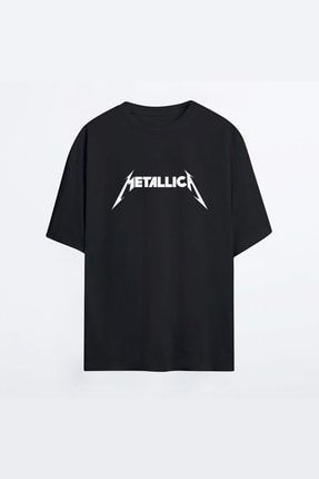 Metallica 127 Siyah Hg Kadın Oversize Tshirt - Tişört BHR3OT-BLCK-WOMAN-HG-MTL-127