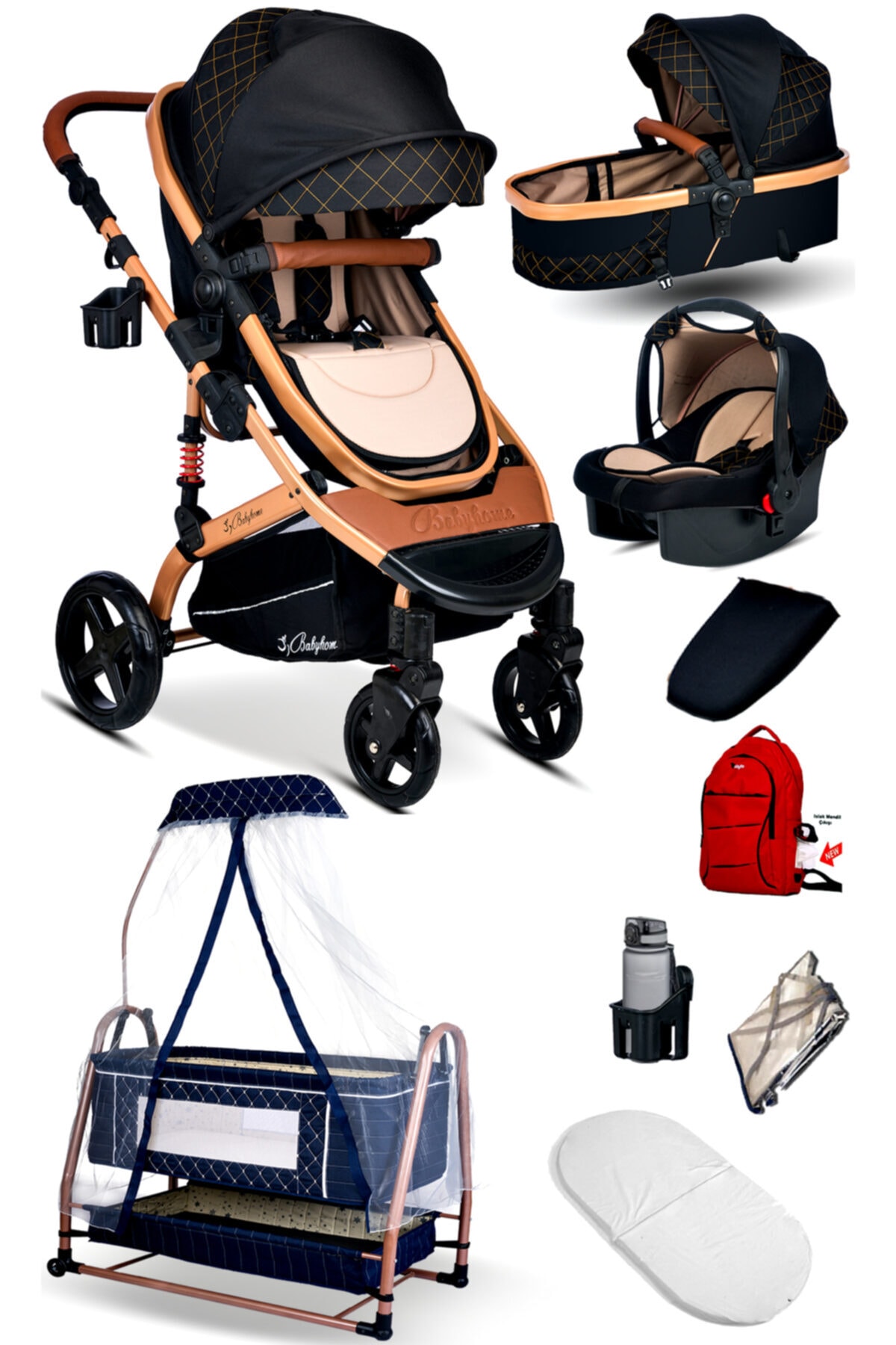 Baby Home 9 In 1 Set 946 Travel Sistem Bebek Arabası Ve Maya Anne Yanı Bebek Sepeti Beşik