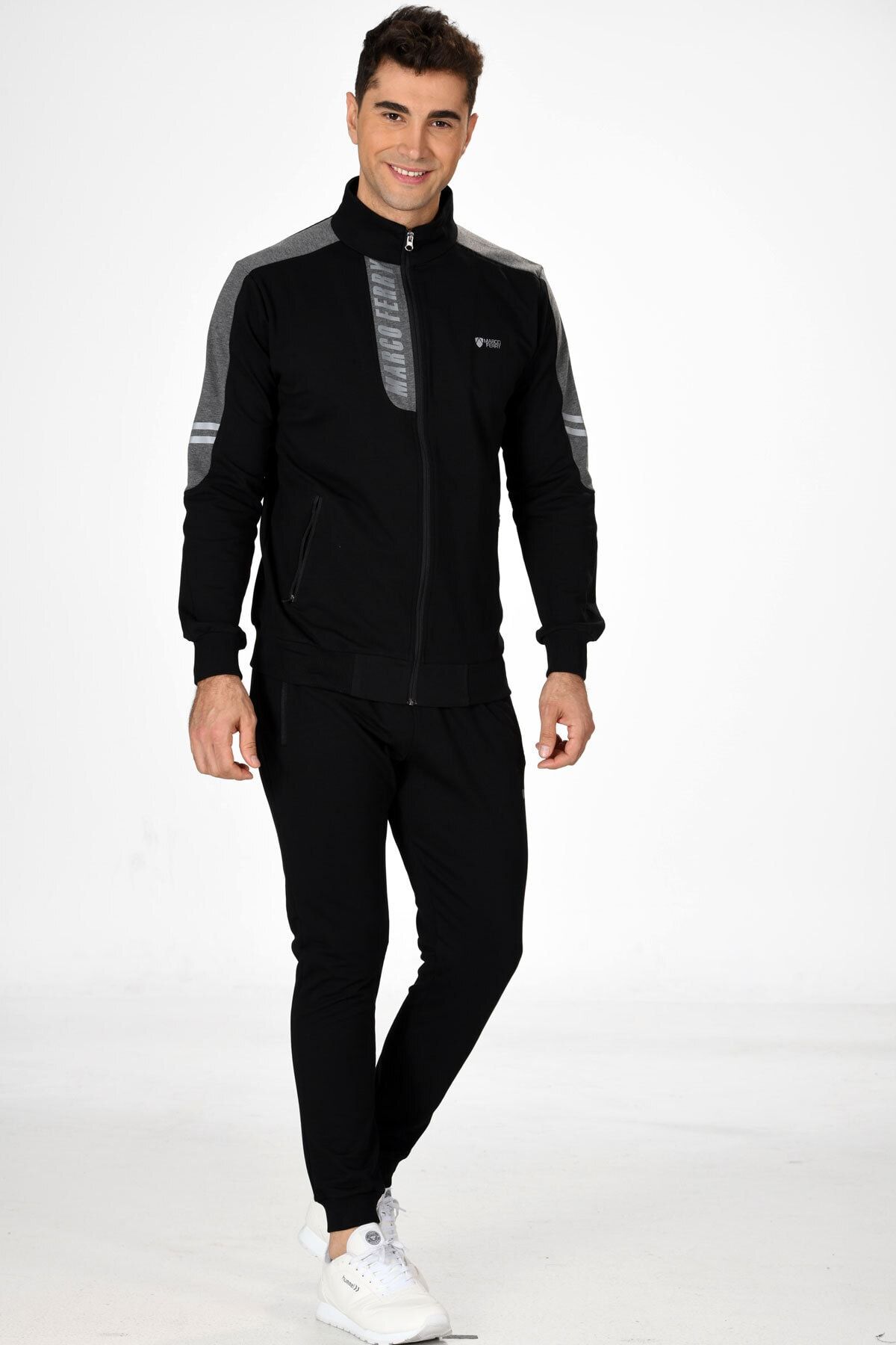 Marco Ferry Black Men s Half Turtleneck Zipper Tracksuit Edy19154s
