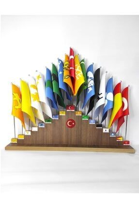 17 Li Eski Türk Devletleri Bayrak Seti Ahşap Kaideli(takım) hzr00121154