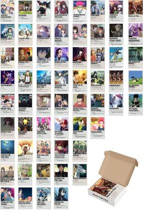 Anime Duvar Poster Seti - Manga Poster Kolaj Seti - 60 Adet - Arkası Yapışkanlı - Kutulu Set kolaj46animefilm60