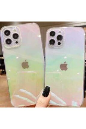 Iphone 13 Uyumlu Şeffaf Parlak Holografik Kamera Korumalı Kılıf Rainbow Case rainbow13