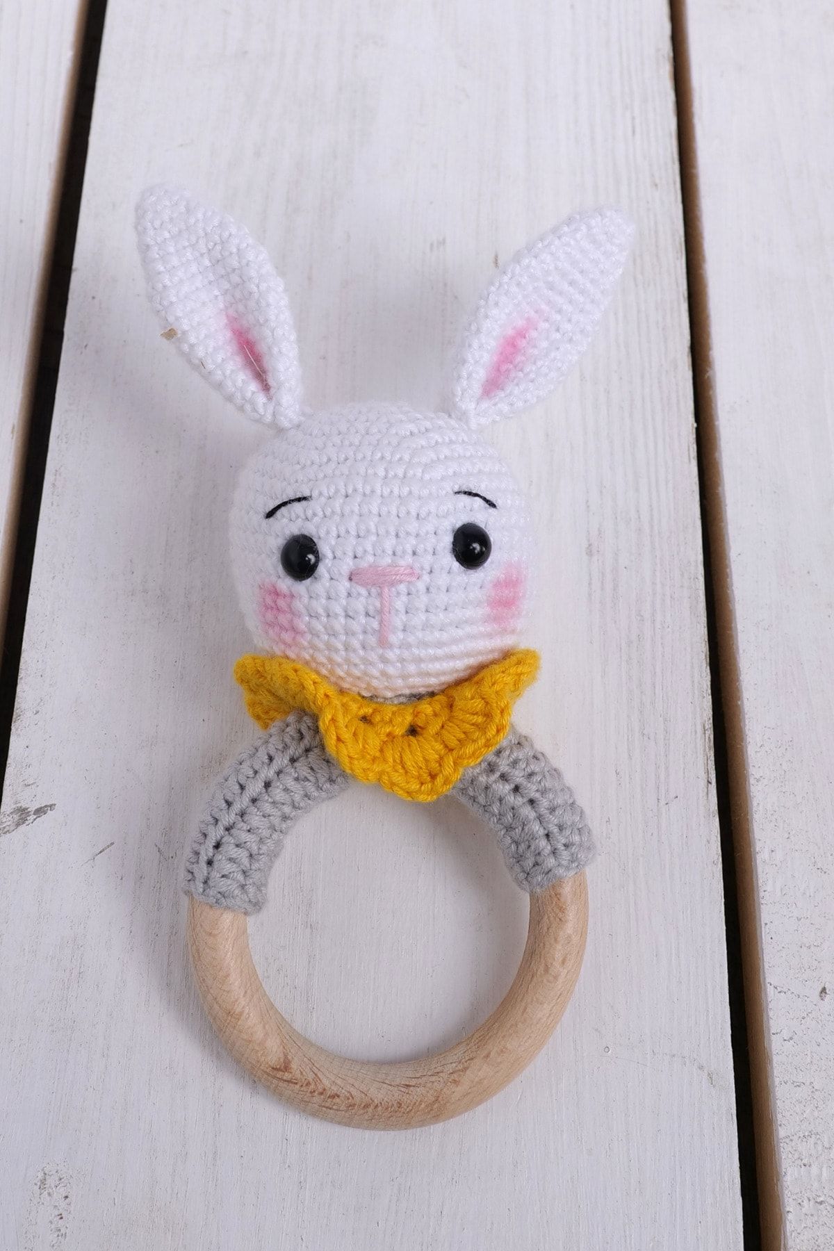tiny wood-Natural Rattle Bunny 1
