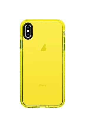 Iphone Xs Max Uyumlu Neon Sarı Mua Renkli Şeffaf Silikon Kılıf MUAXSMX-MLY221