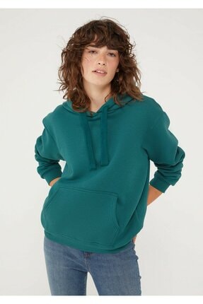 Picture of 167299-34935 Kapişonlu Sweatshırt Koyu Derin Yeşil Kadın Sweatshirt