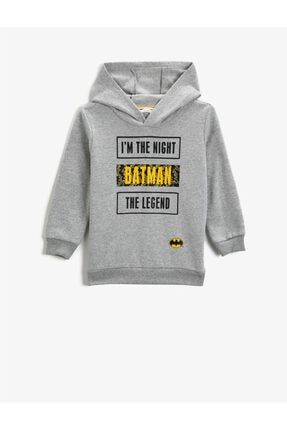 Batman Baskılı Kapüşonlu Sweatshirt Lisanslı 2KKB16114OK