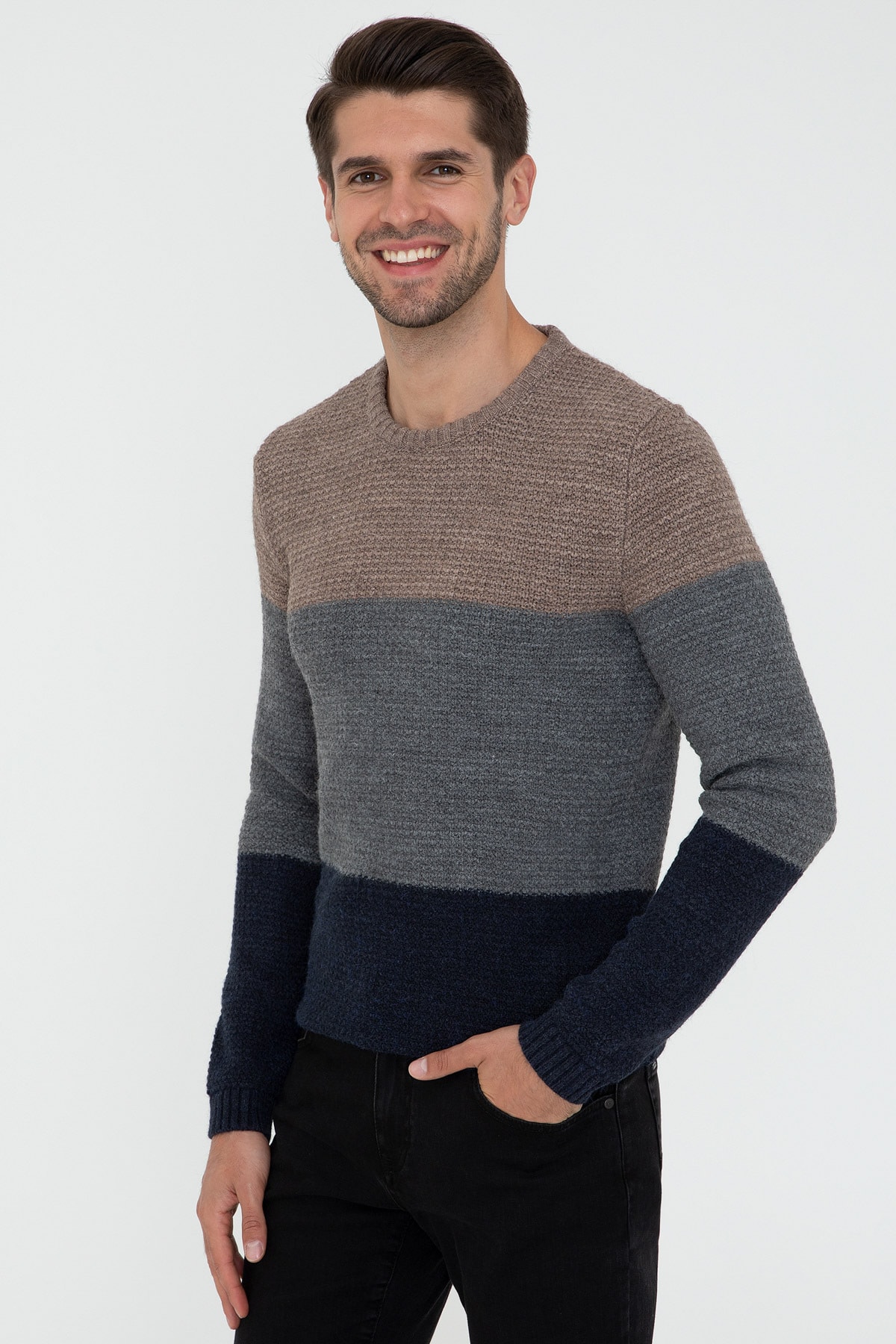 بافت مردانه راه راه آستین بلند | پیر کاردین Pierre Cardin G021SZ0TK.000.1277566 - تصویر 3