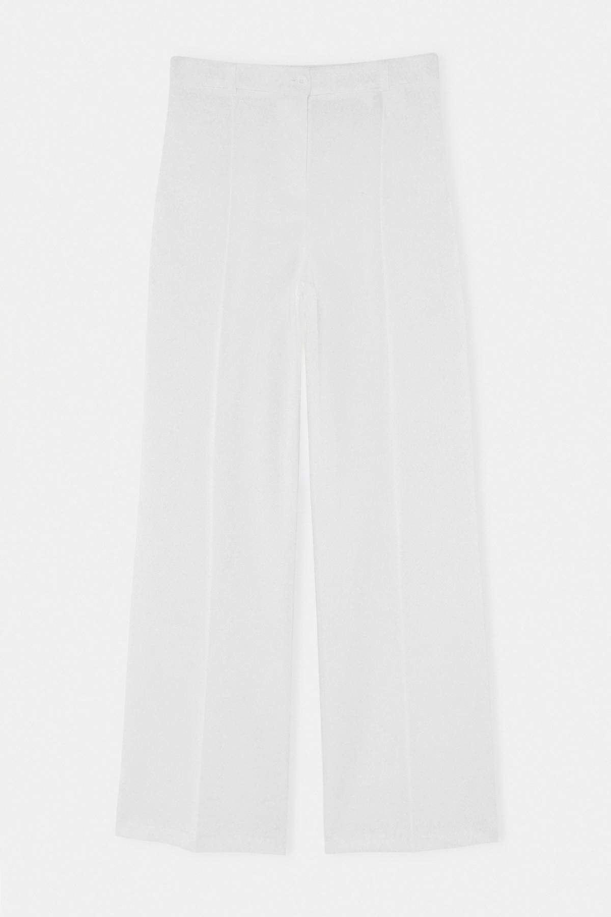 Trendyolmilla Beyaz Nervür Detaylı Wide Leg/Geniş Paça Pantolon TWOSS26PL00247