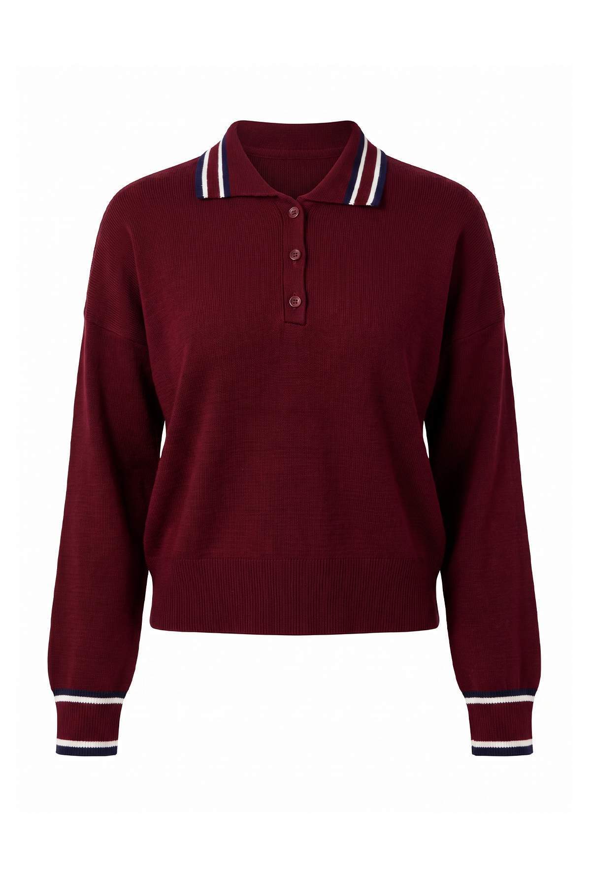 Trendyolmilla Bordo Renk Bloklu Polo Yaka Triko Kazak TWOAW26KZ00238