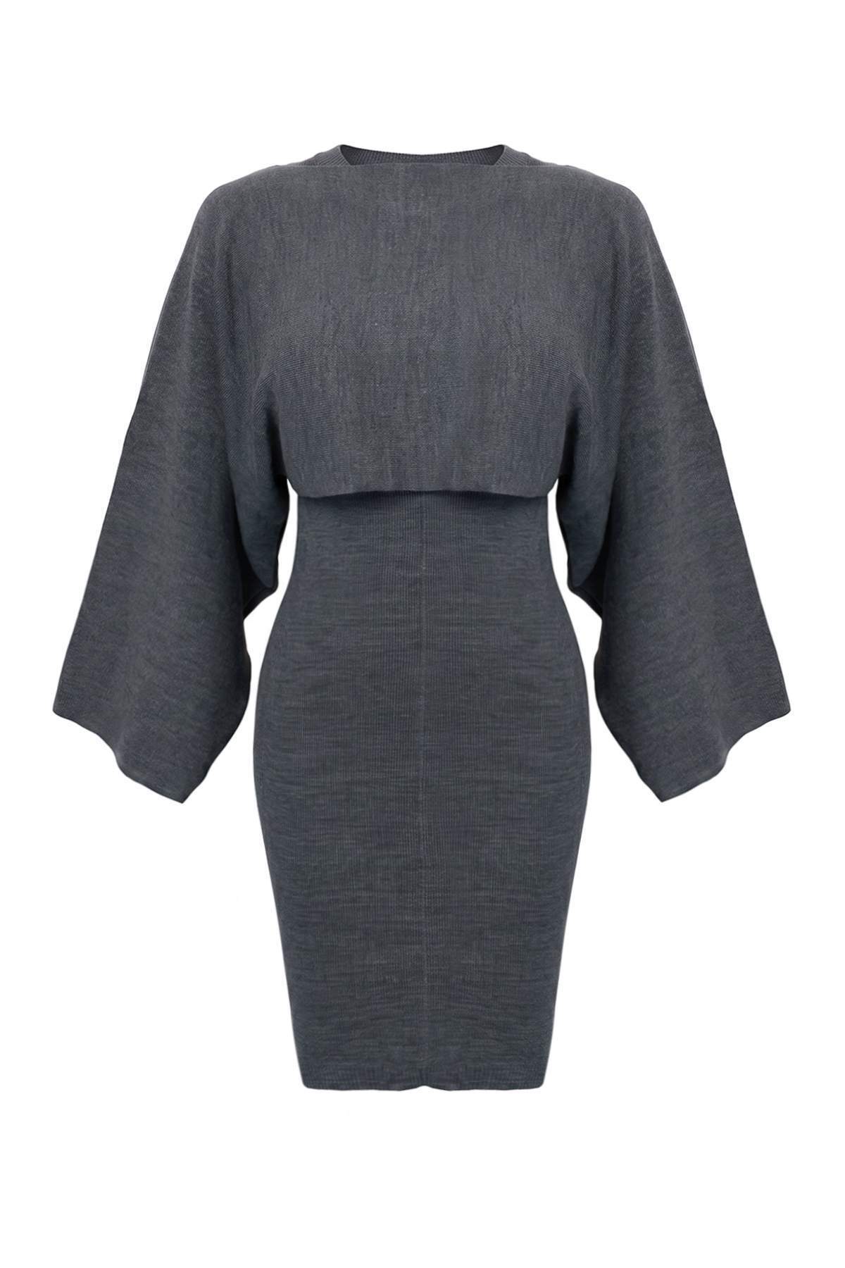 Trendyolmilla Antrasit Mini Triko Bolero-Elbise Takım TWOAW25EL00056