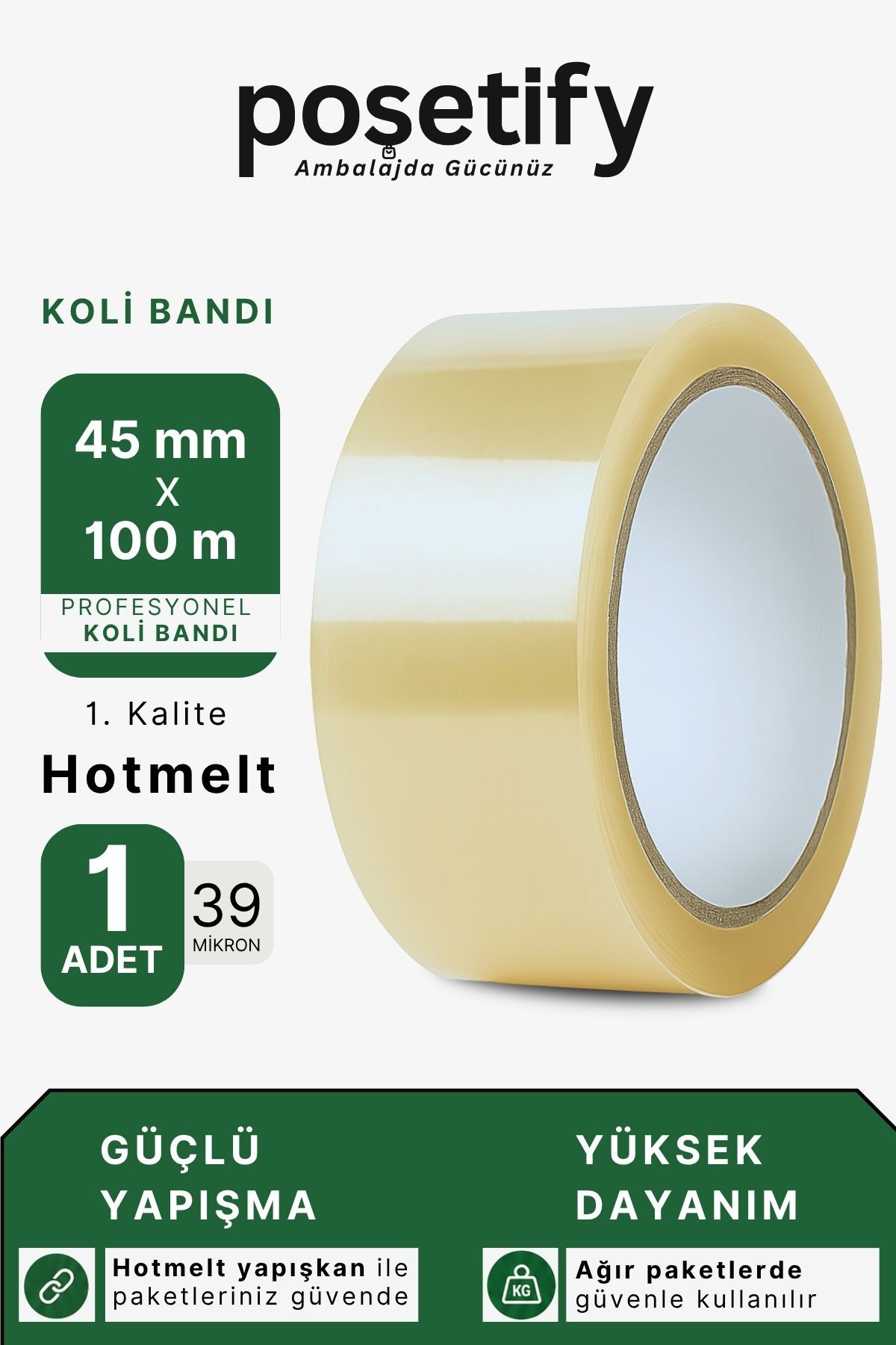 45 mm x 100 Meter Hotmelt Duct Tape | 1. Quality | Strong Transparent Packaging Tape | 1 Piece