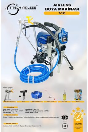 Titech Airless T-390 Elektrikli Airless Boya Makinası (Kartsız)