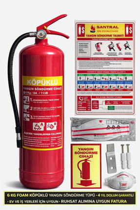SANTRAL 6 KG FOAM KÖPÜKLÜ YSC(FOSFORLU LEVHA-TALİMAT-ASMA APARATI-3M MASKE