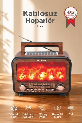 Torima Bluetooth Hoparlör Nostaljik Solar Panelli Speaker D72 Açık Kahve