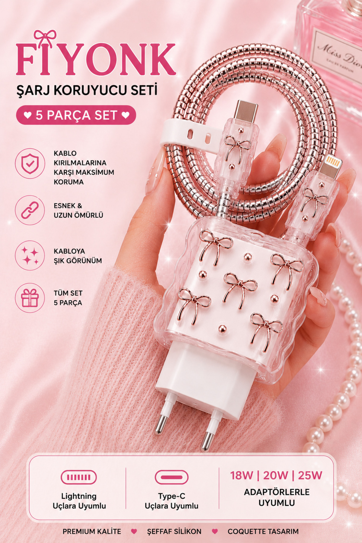 Cable Adapter Protective Charging Case Cable Knitted Apparatus Wrapper for iPhone 18W/20W/25W Compatible 5 Pieces