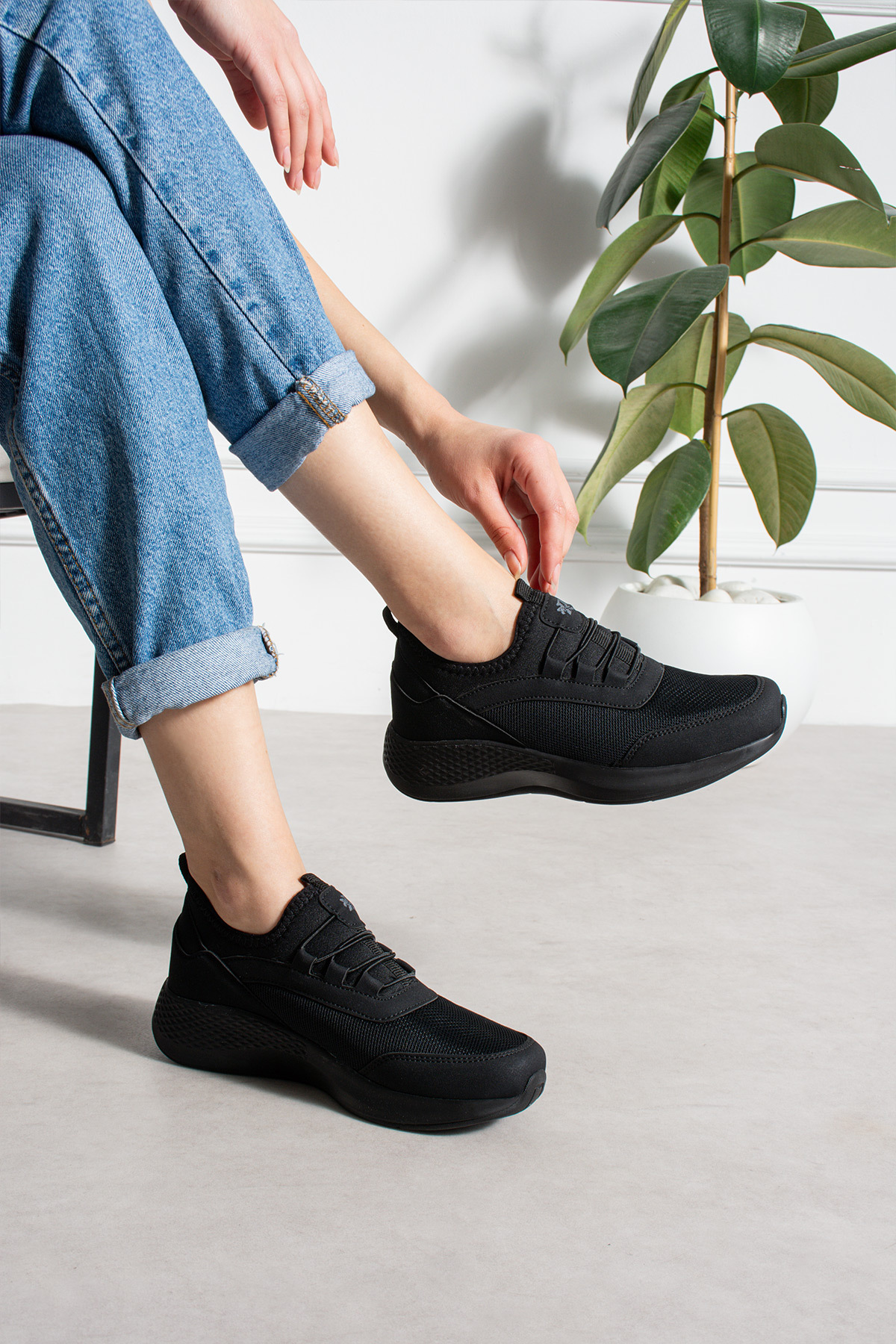 ROCKET Unisex 04 Siyah Sneaker Günlük Hafif Taban Nefes Alabilen Lastik Bağcıklı Spor ayakkabı