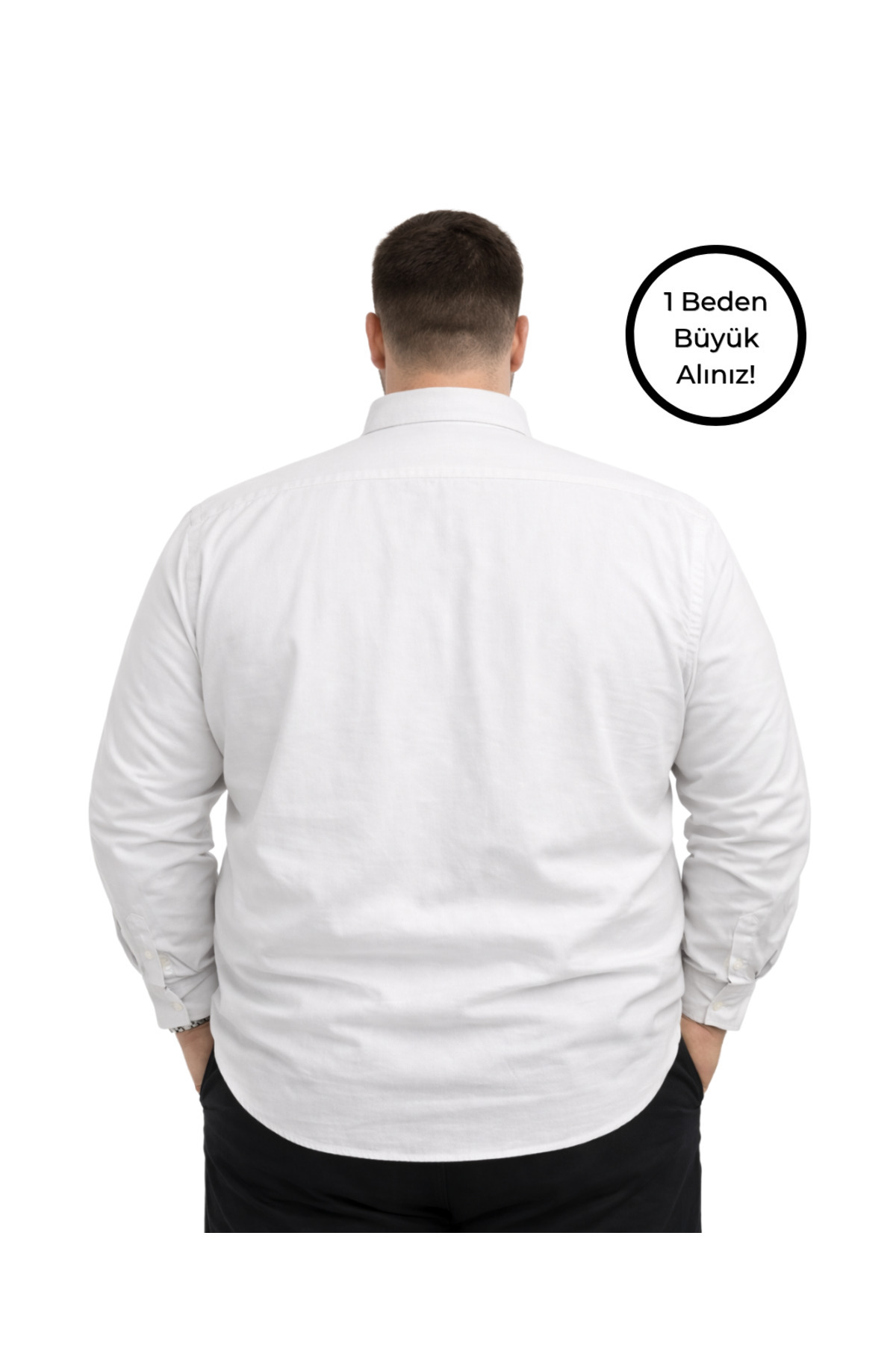 BattalModa Erkek Büyük Beden Gri Uzun Kollu Gömlek 3XL-4XL-5XL-6XL görsel 3