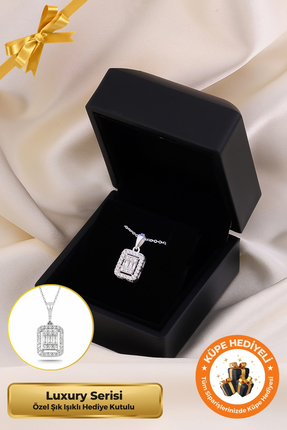 Lucente Jewellery Işıklı Hediye Kutulu Baget Taşlı 925 Ayar Gümüş Kaplama Tek...