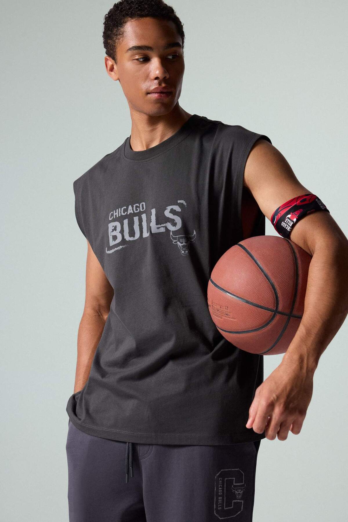 DeFacto %100 Pamuk NBA Chıcago Bulls Oversıze Baskılı Bisiklet Yaka Atlet G0911AX26SM