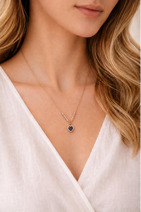 Camellie KY Jewels Navy Heart | Altın Kaplama Zirkon Taşlı Premium Kristal La...