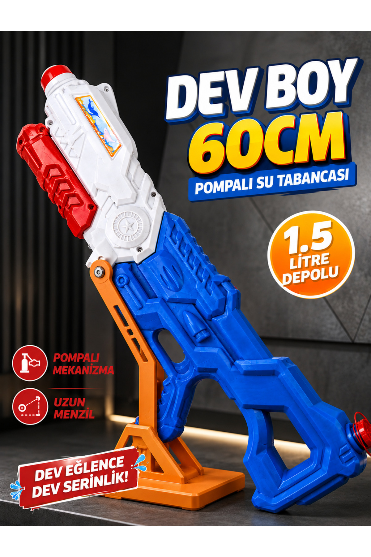 a v d a 1500ml Jumbo Dev Boy Pompalı Su Tabancası 60cm - Fiyatı