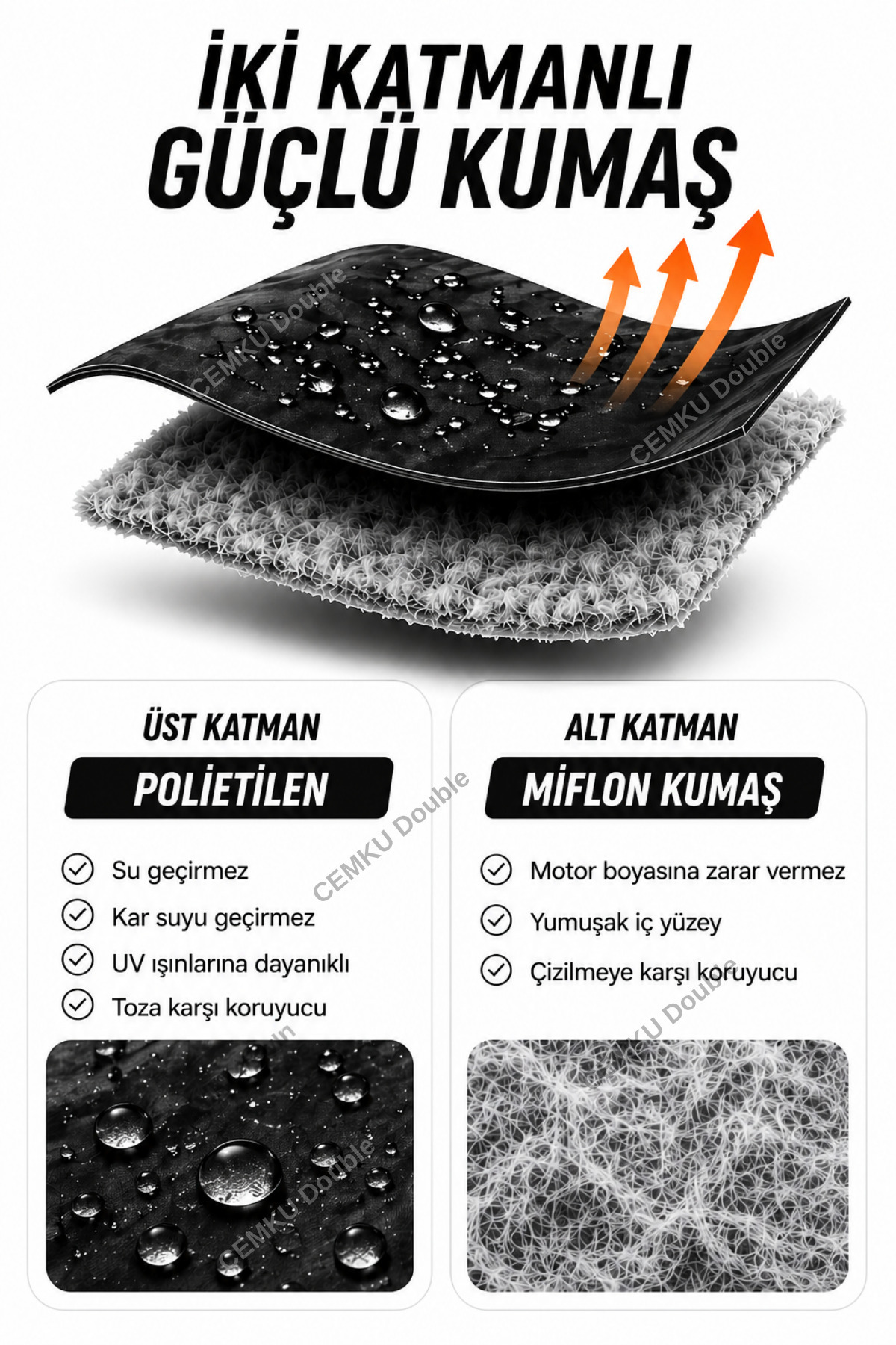 Cemku Double Gray Top - Black Bottom, Rear Bag Compatible Kawasaki