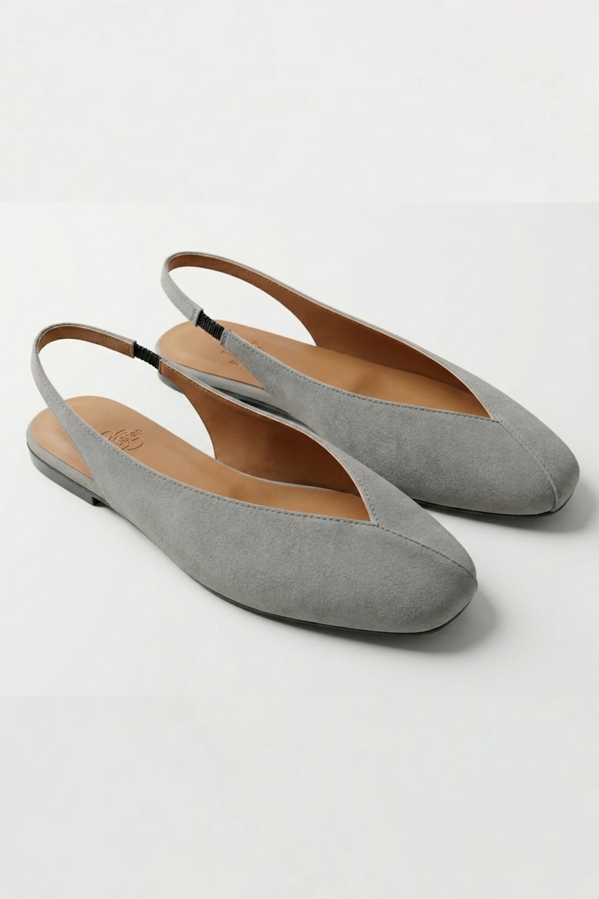 Genel Markalar Siena Kadın Gri Kare Burun Babet Slingback görsel 2