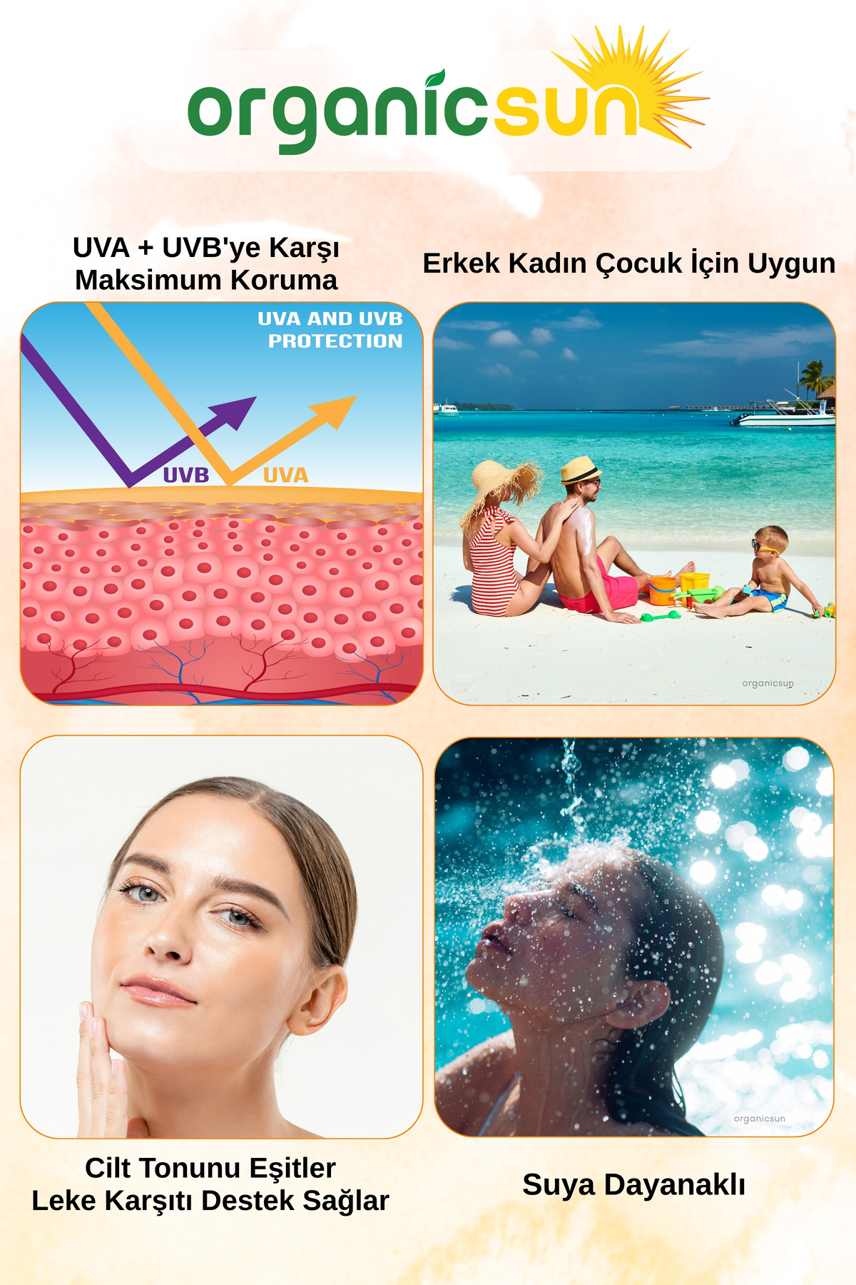SPF 50+ Yüz ve Vücut Güneş Kremi 100ml 2'li Set – Yüksek Korumalı, Leke Karşıtı, Suya Dayanıklı — 4415.2 — تصویر 7 از 8