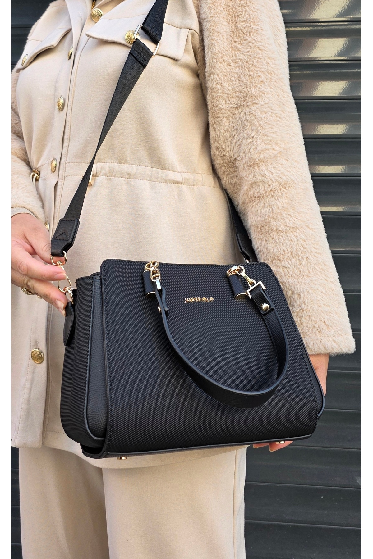 POLO BAG just polo orijinal kadın siyah el ve omuz çantası görsel 4