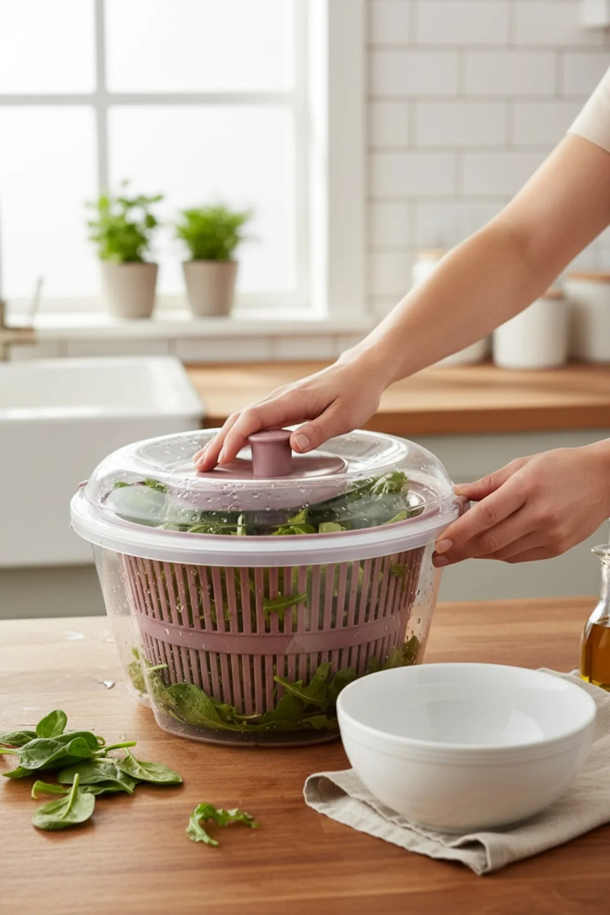 Vega Salata Kurutucu Pembe – Bölmeli Taşınabilir Lunch Box, Sızdırmaz Kapaklı