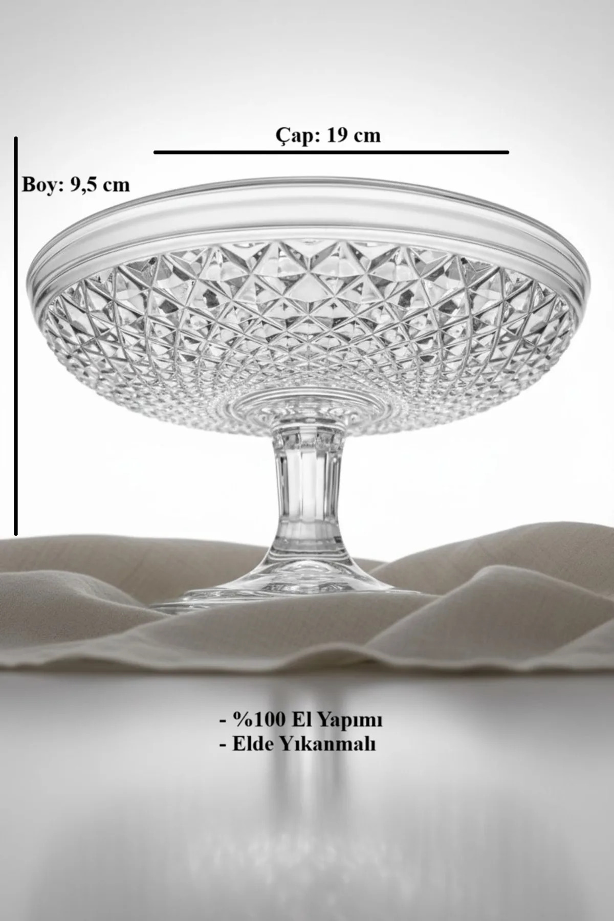 Alegre Glass Ayaklı Sunumluk | Balık Pulu Desenli Dekoratif İkramlık